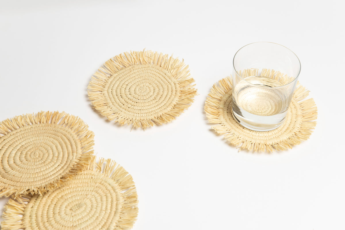 Raffia Coasters Handmade by Women Artisans in Morocco